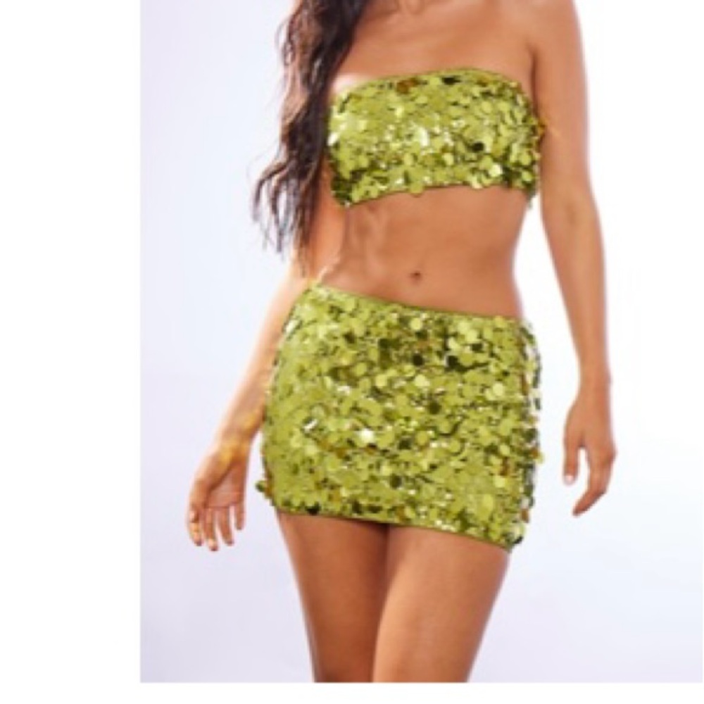 Green sequin Bandeau top